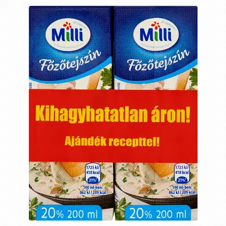 Milli főzőtejszín 2*200ml