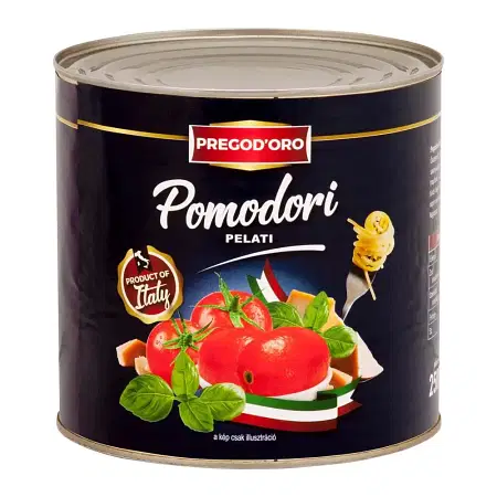 Paradicsom hámozott, 2500 g. Pregodoro