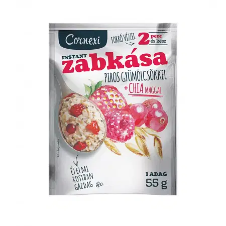 Cornexi zabkása piros gyümölcsös 55g.chia maggal