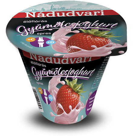 Nádudvari gyümölcsjoghurt 125g epres C&D vitaminnal