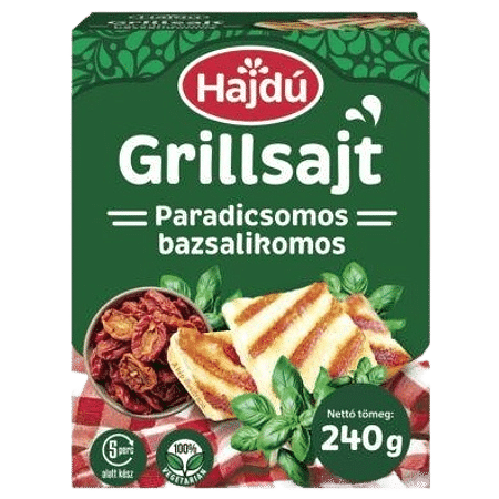 Hajdúsági grill sajt paradicsomos-bazsalikomos 240 g.